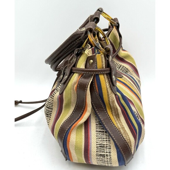 Relic Striped Canvas Purse / Bag Handbag Snap & Cinch Jewel Tone Multicolor - Picture 8 of 15